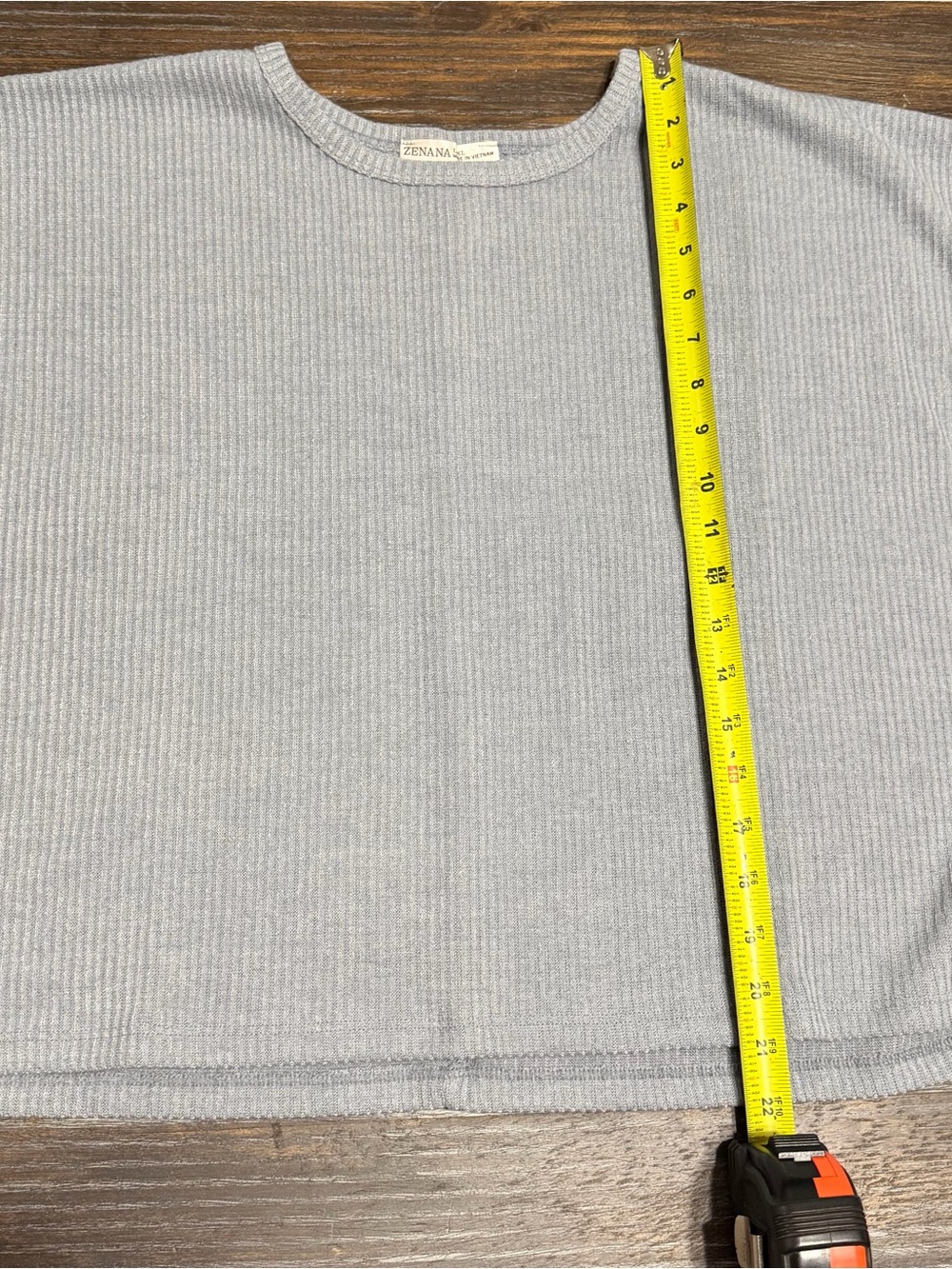 Zenana Outfitters Gray Ribbed Knit Oversized Top NWOT - Picture 5 of 6